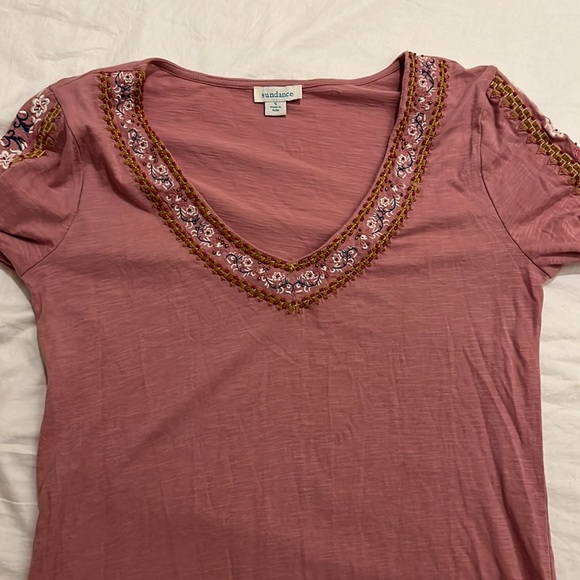 Sundance dusty rose embroidered/beaded long sleeve top - Picture 5 of 7